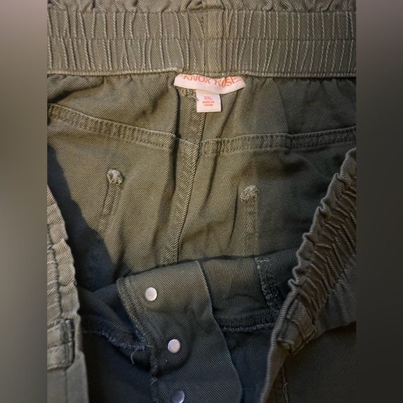 Knox Rose Dark Green Cargo Pants cropped size XXL (SKU K123) elastic waist - Picture 5 of 12